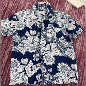 Crewcuts Navy & White Floral Short-Sleeve Button-Down